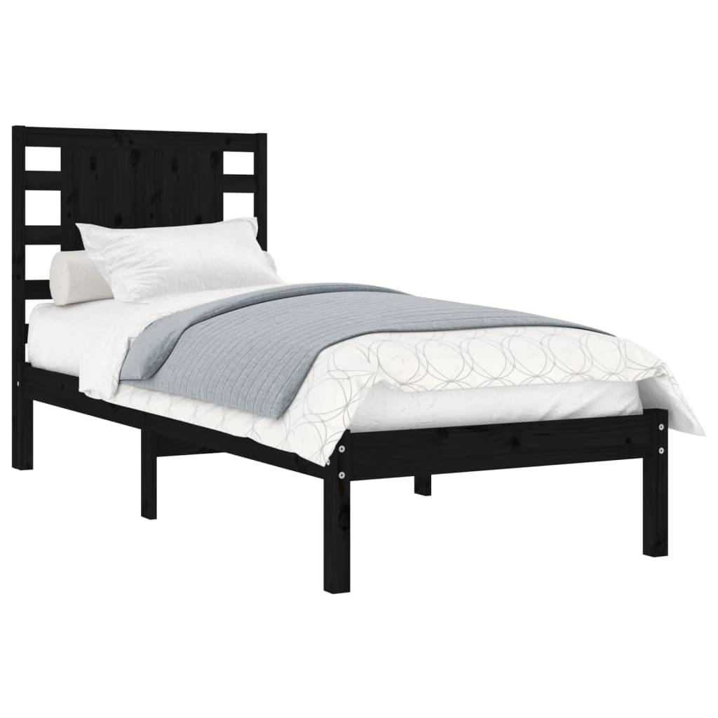 vidaXL Cadre de lit sans matelas noir 90x190 cm bois massif