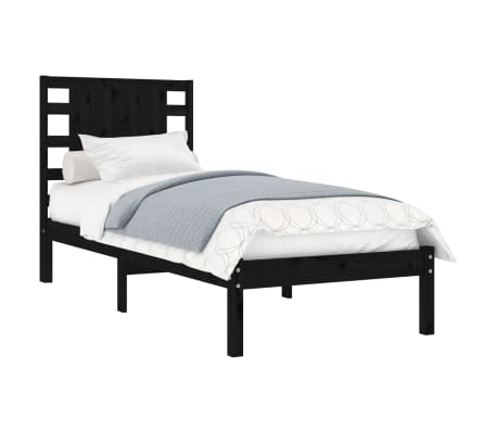 vidaXL Cadre de lit sans matelas noir 90x190 cm bois massif