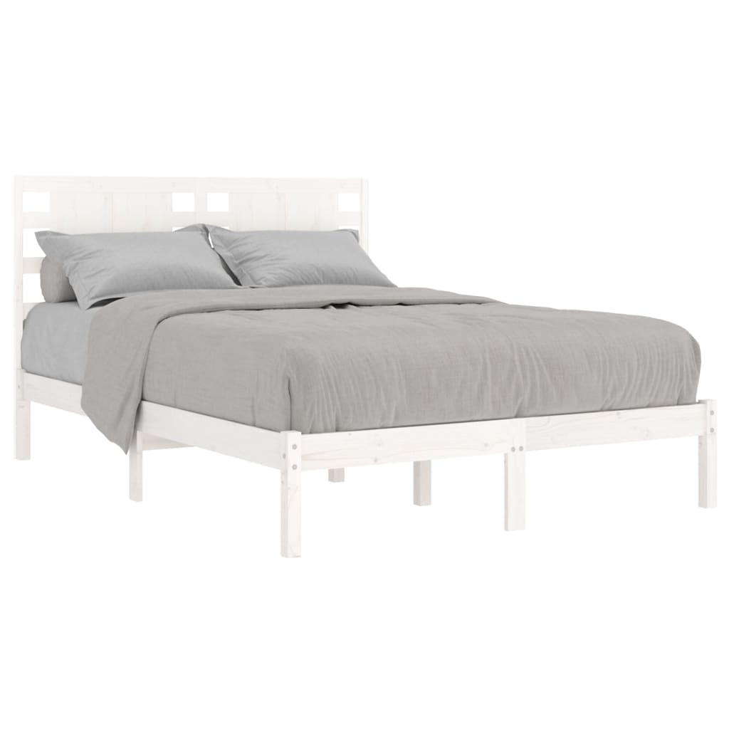 

vidaXL Bedframe massief hout wit 120x190 cm 4FT Small Double