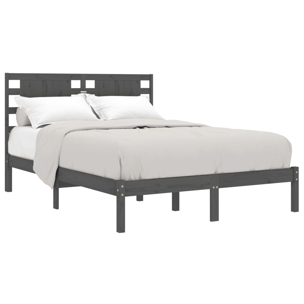 vidaXL Estrutura de cama dupla pequena 120x190 cm madeira maciça cinza