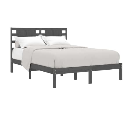 vidaXL Estrutura de cama dupla pequena 120x190 cm madeira maciça cinza