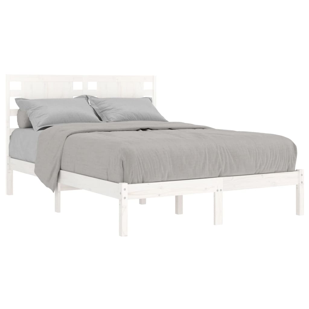

vidaXL Bedframe massief hout wit 135x190 cm 4FT6 Double