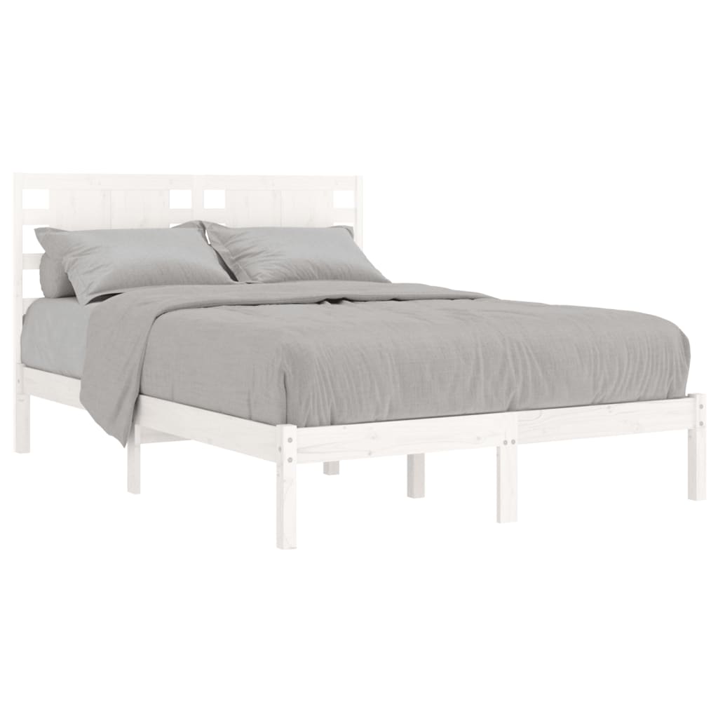 vidaXL Bedframe zonder matras massief grenenhout wit 140x190 cm