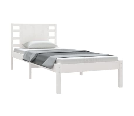 vidaXL Cadru de pat fără saltea, alb, 90x200 cm, lemn masiv pin
