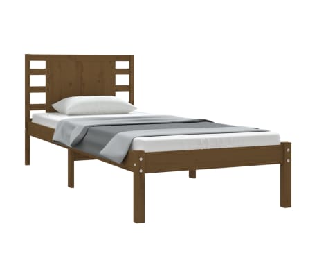 vidaXL Lovos rėmas, medaus rudas, 90x200cm, pu&scaron;ies medienos masyvas