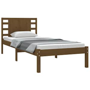 vidaXL Lovos rėmas, medaus rudas, 90x200cm, pu&scaron;ies medienos masyvas