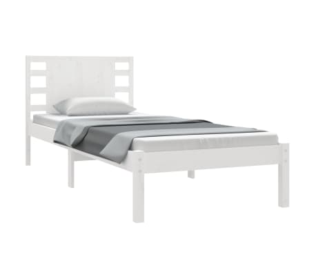vidaXL Lovos rėmas be čiužinio, baltas, 100x200cm, pu&scaron;ies masyvas