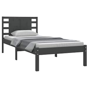 vidaXL Lovos rėmas, pilkos spalvos, 100x200cm, pu&scaron;ies medienos masyvas
