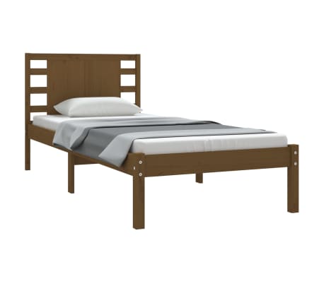 vidaXL Lovos rėmas, medaus rudas, 100x200cm, pu&scaron;ies medienos masyvas