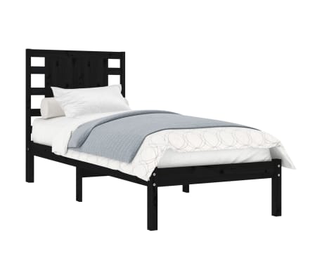 vidaXL Sengeramme svart heltre furu 100x200 cm