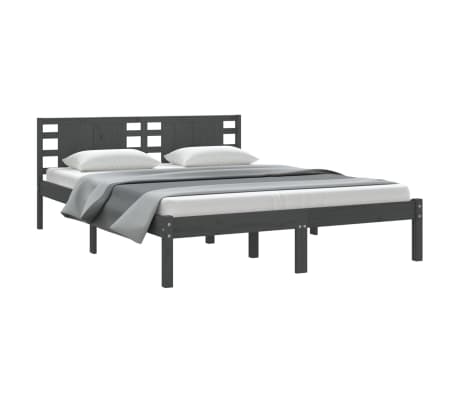 vidaXL Lovos rėmas, pilkos spalvos, 120x200cm, pu&scaron;ies medienos masyvas