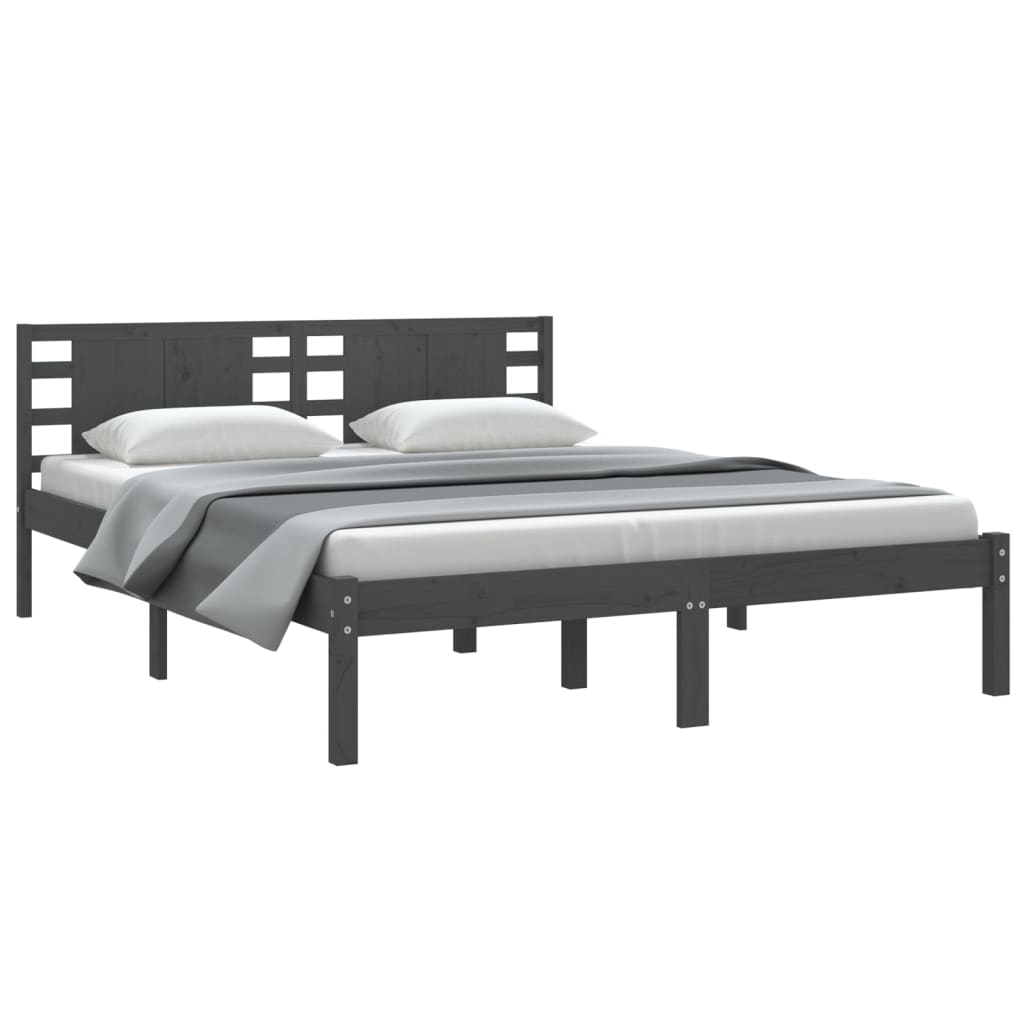 vidaXL Bedframe massief grenenhout grijs 140x200 cm