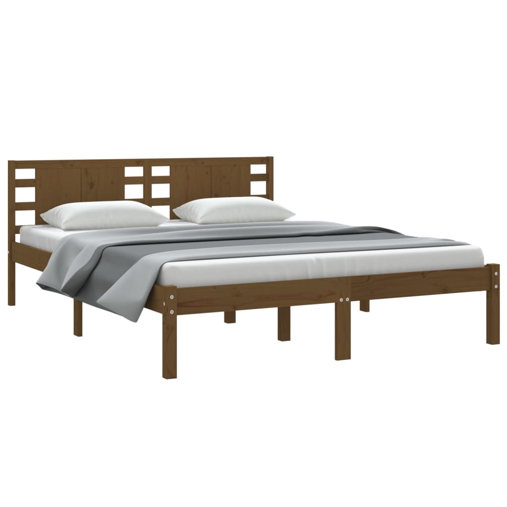 vidaXL Bedframe massief grenenhout honingbruin 140x200 cm