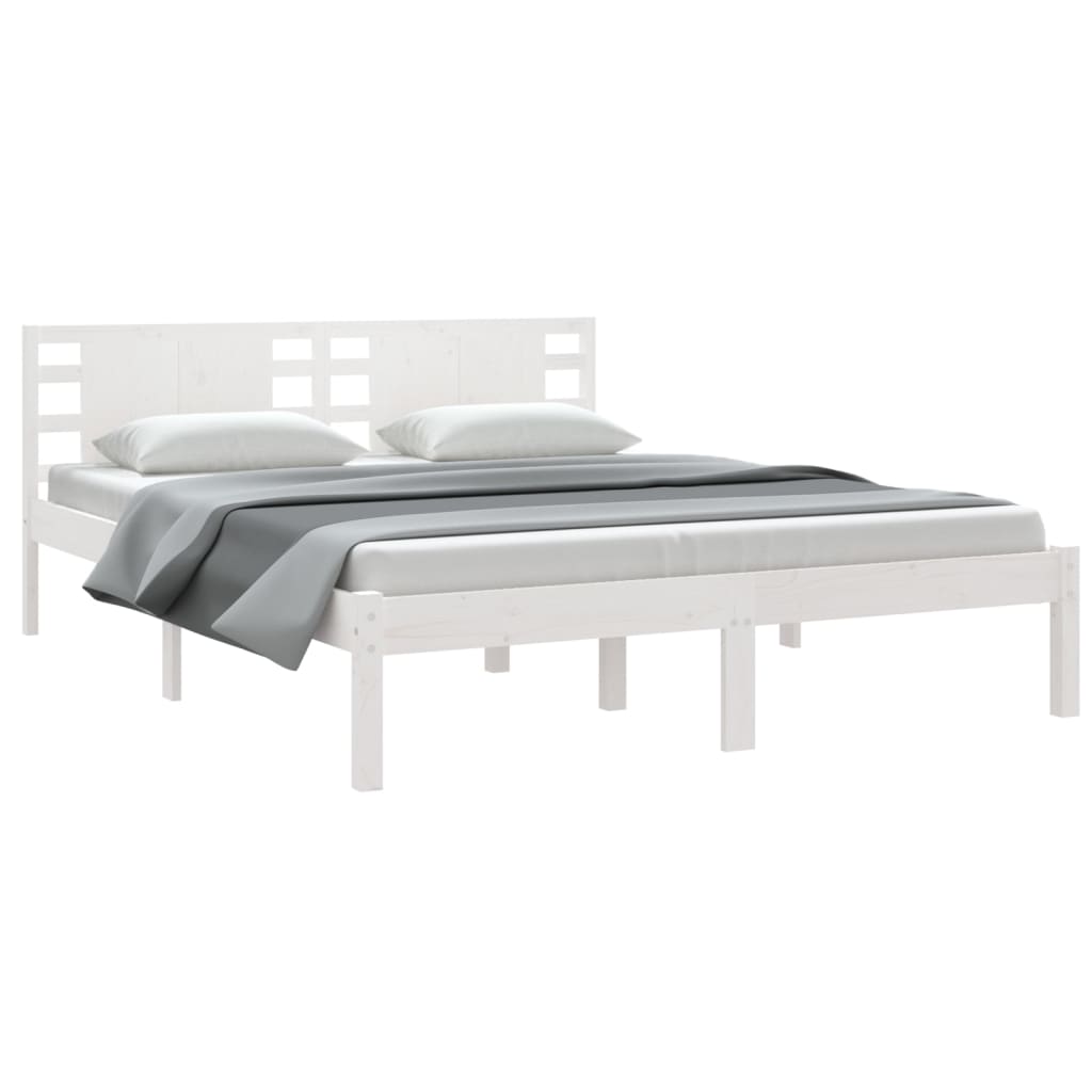 

vidaXL Bedframe massief hout wit 150x200 cm 5FT King Size