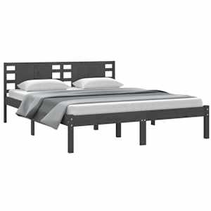 vidaXL Πλαίσιο Κρεβατιού Γκρι 150 x 200 εκ. Μασίφ Ξύλο King Size