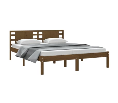 vidaXL Lovos rėmas, medaus rudas, 150x200cm, medienos masyvas, didelis