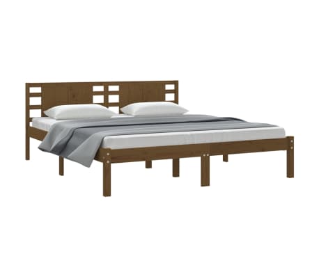 vidaXL Lovos rėmas, medaus rudas, 180x200cm, mediena, itin didelis