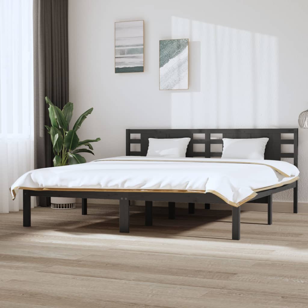 Rám postele šedý masivní borovice 200 x 200 cm