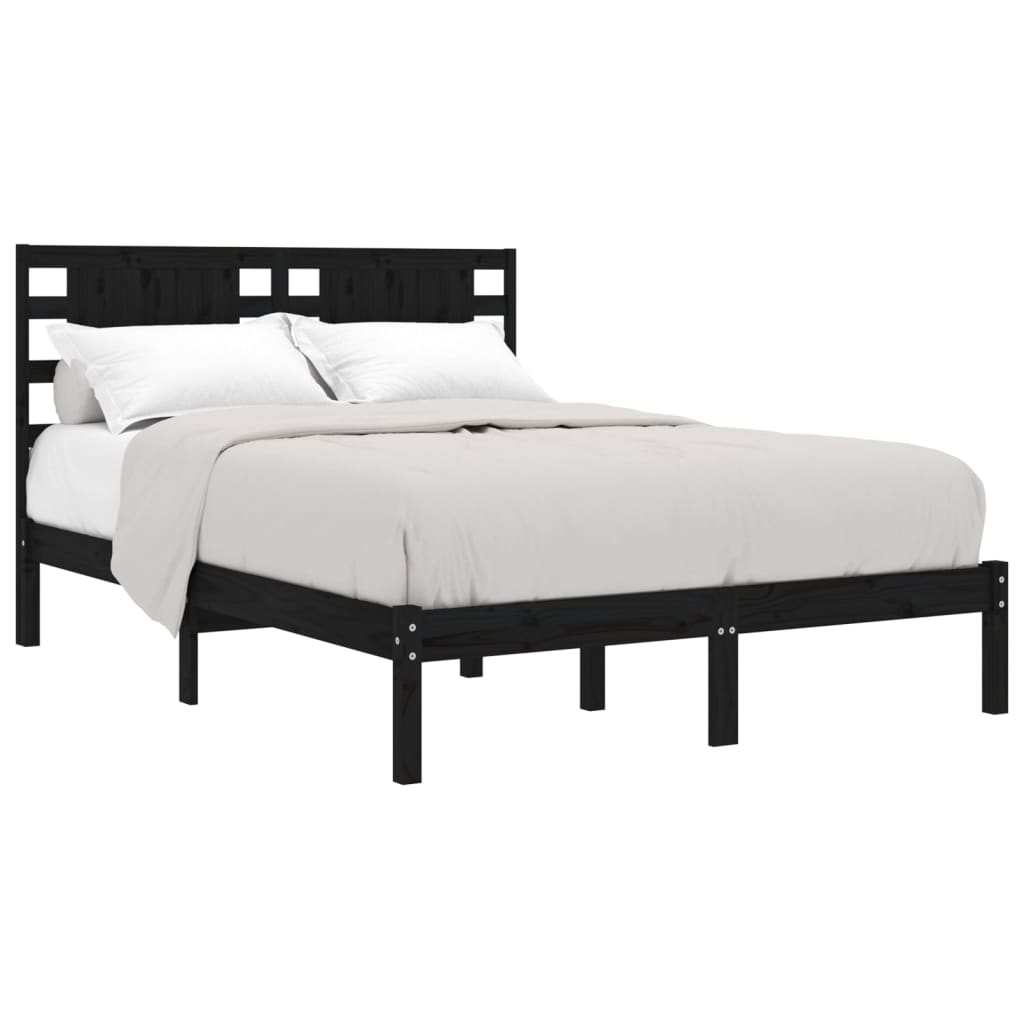 vidaXL Bedframe massief grenenhout zwart 200x200 cm afbeelding