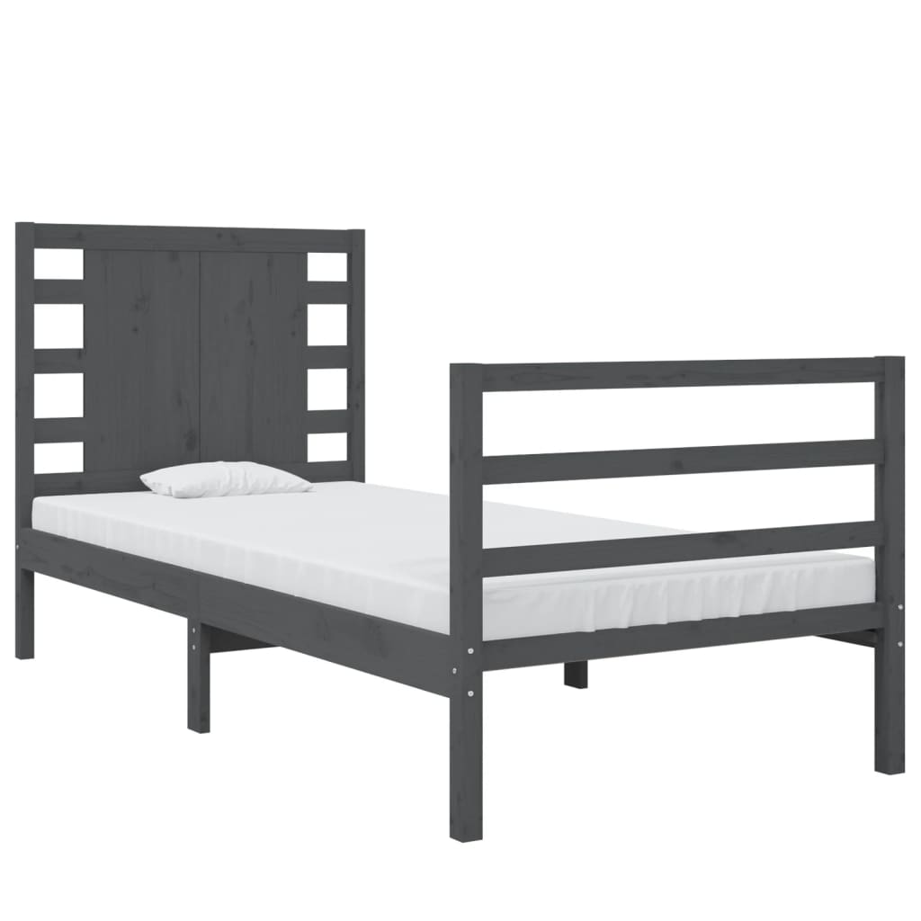 

vidaXL Bedframe massief grenenhout grijs 75x190 cm 2FT6 small single