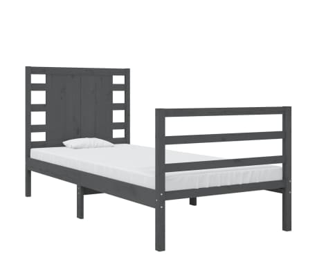 vidaXL Lovos rėmas, pilkas, 75x190cm, pu&scaron;ies masyvas, vienvietis