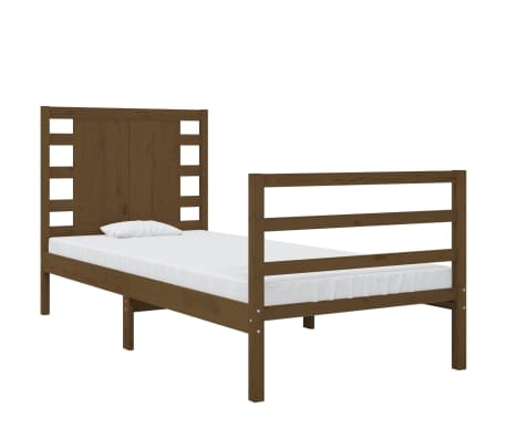 vidaXL Lovos rėmas, medaus rudas, 75x190cm, pu&scaron;ies masyvas, vienvietis