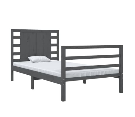 vidaXL Sengeramme gr&aring; heltre furu 90x190 cm Single