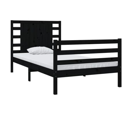 vidaXL Bed Frame without Mattress Black 90x190 cm Single Solid Wood Pine