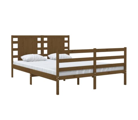 vidaXL Estrutura cama pequena de casal 120x190 cm pinho castanho-mel