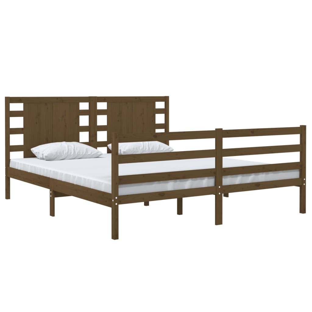 vidaXL Bedframe massief grenenhout honingbruin 135x190 cm 4FT6 Double