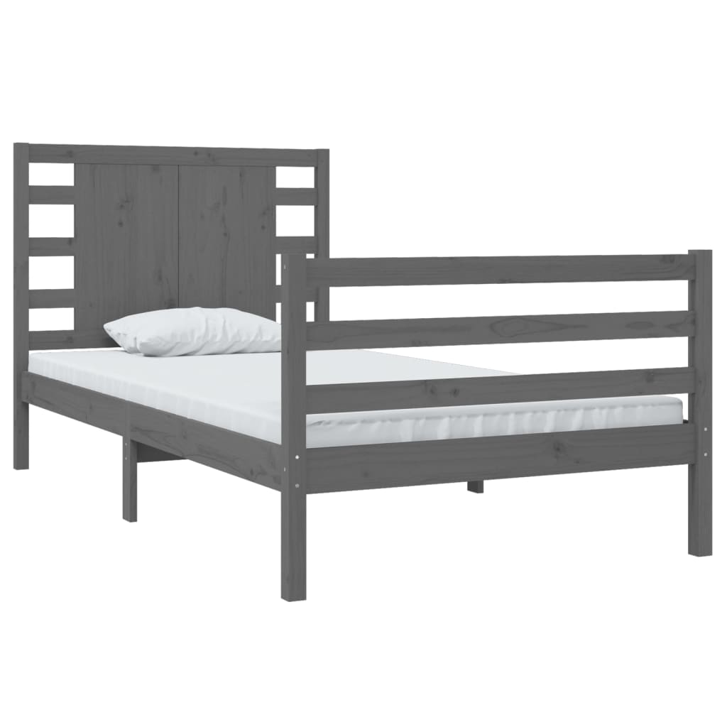 vidaXL Estructura de cama de madera maciza de pino gris 90x200 cm