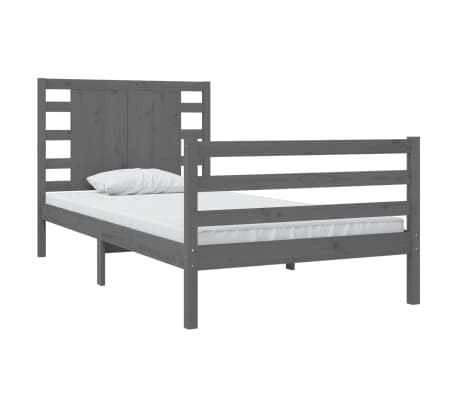 vidaXL Estructura de cama de madera maciza de pino gris 90x200 cm