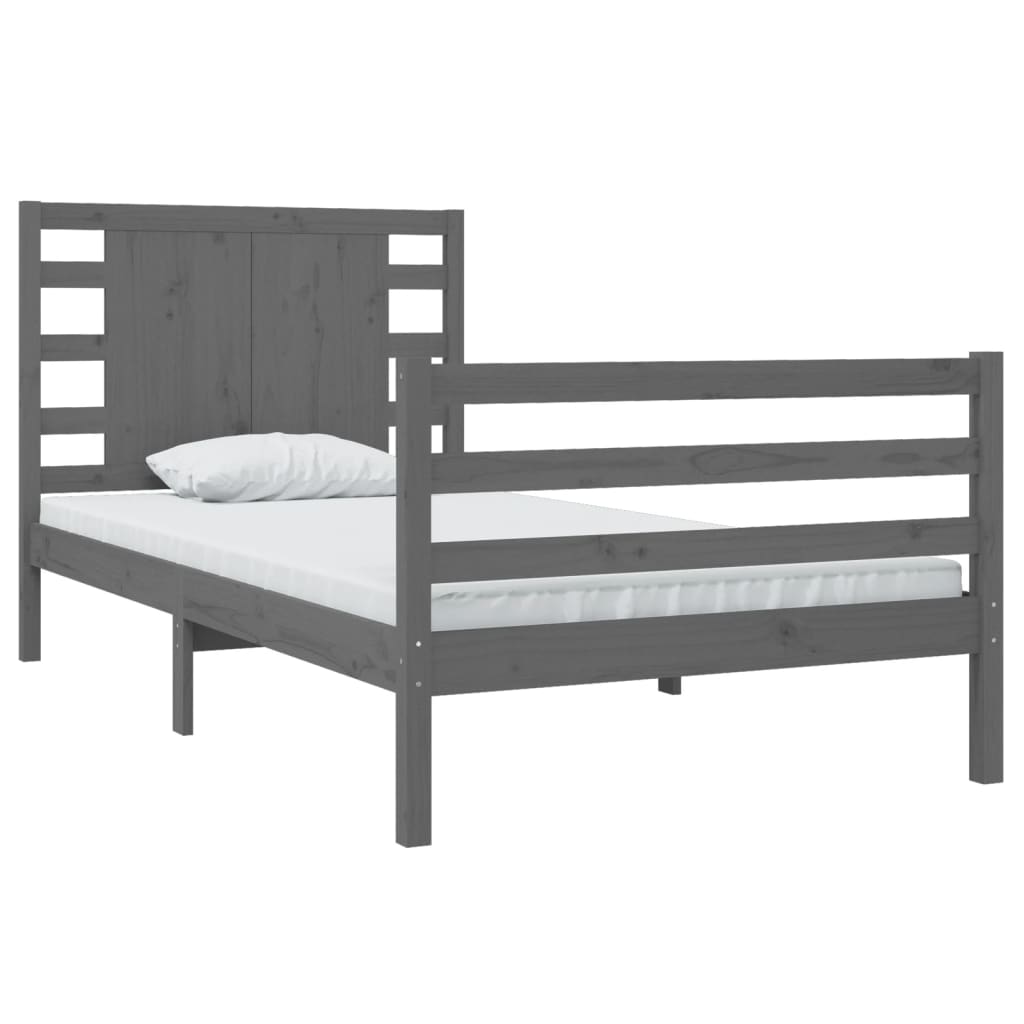 vidaXL Bedframe massief grenenhout grijs 100x200 cm