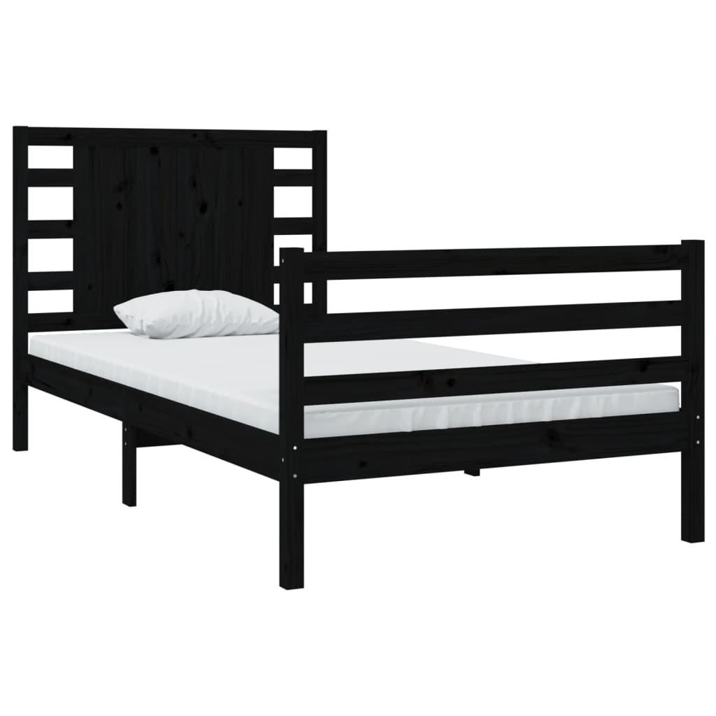 vidaXL Estructura de cama madera maciza de pino negro 100x200 cm