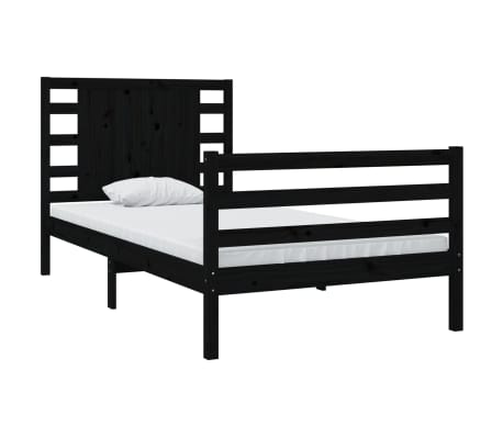 vidaXL Bed Frame without Mattress Black 100x200 cm Solid Wood Pine