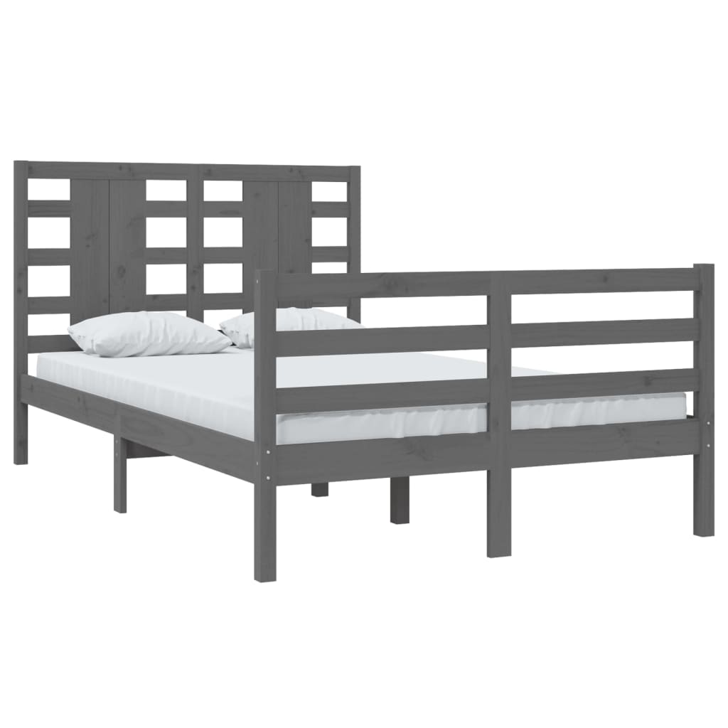 vidaXL Bedframe massief grenenhout grijs 120x200 cm