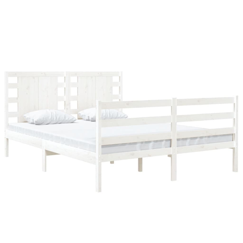 vidaXL Bedframe massief grenenhout wit 140x200 cm