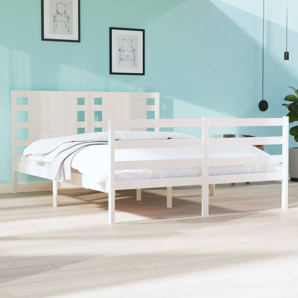 vidaXL Cadre de lit Blanc Bois massif 140x200 cm