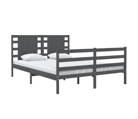 vidaXL Lovos rėmas, pilkos spalvos, 140x200cm, pu&scaron;ies medienos masyvas