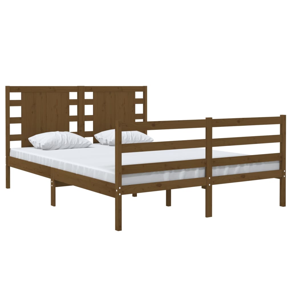 vidaXL Bedframe massief grenenhout honingbruin 140x200 cm