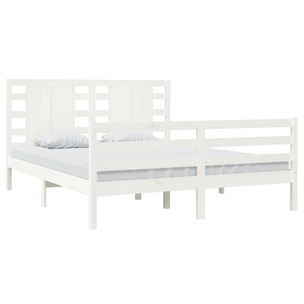 vidaXL Bedframe massief grenenhout wit 160x200 cm