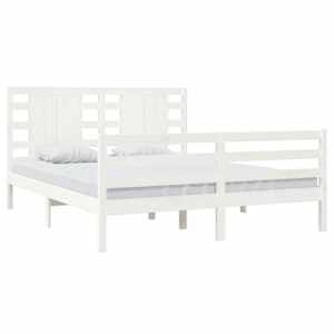 vidaXL Lovos rėmas be čiužinio, baltas, 160x200cm, pu&scaron;ies masyvas