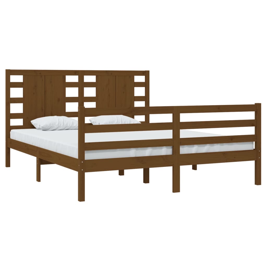 vidaXL Bedframe massief grenenhout honingbruin 160x200 cm