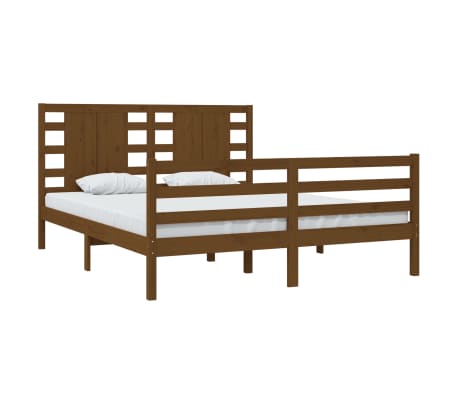 vidaXL Lovos rėmas, medaus rudas, 160x200cm, pu&scaron;ies medienos masyvas