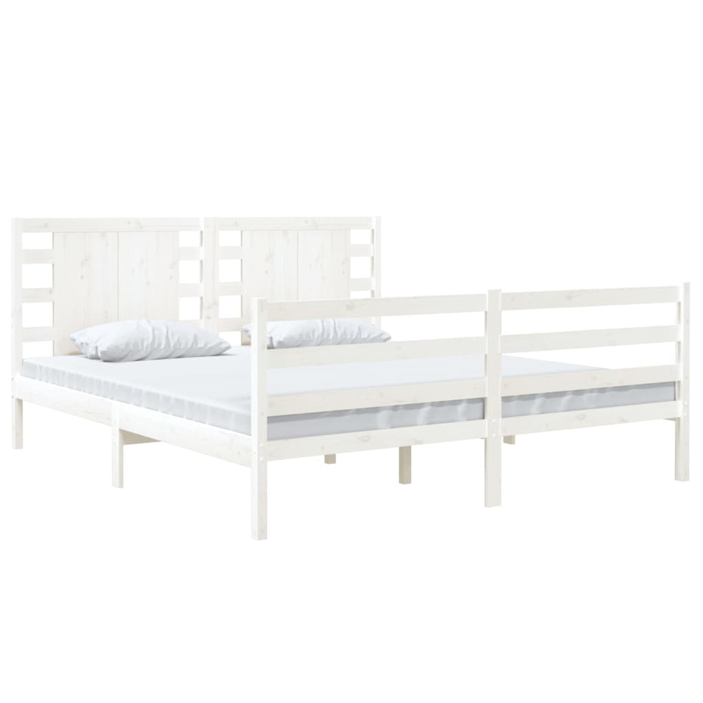 vidaXL Estrutura de cama super king 180x200 cm pinho maciço branco