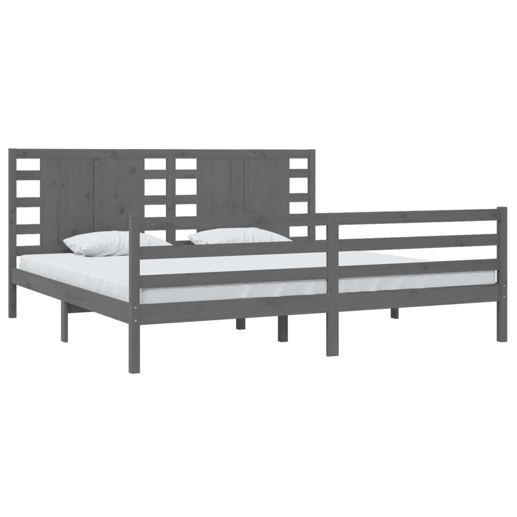 vidaXL Bedframe massief grenenhout grijs 200x200 cm