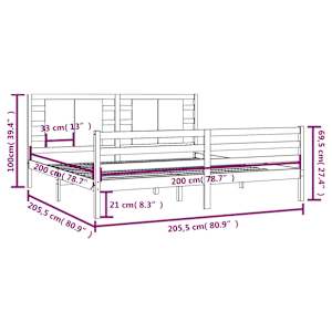 Rám postele šedý masivní borovice 200 x 200 cm - obrázek 5