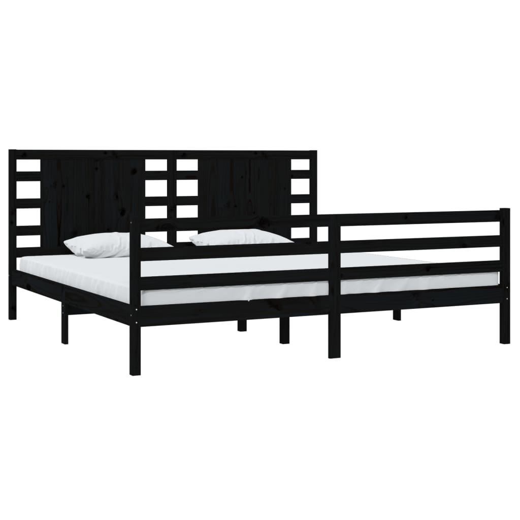 vidaXL Bedframe massief grenenhout zwart 200x200 cm afbeelding