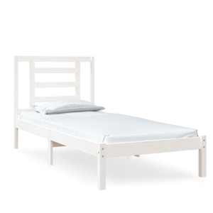 Rám postele bílý masivní dřevo 75 x 190 cm malé jednolůžko - obrázek 2