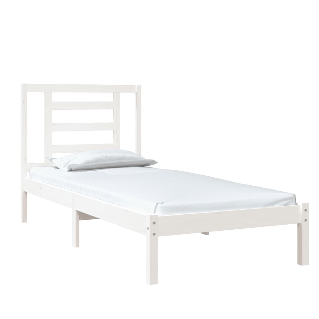 vidaXL Bedframe massief hout wit 75x190 cm afbeelding